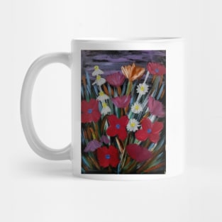 Some bright fun looking abstract flowers with metallic and iridescent medium mix Mug